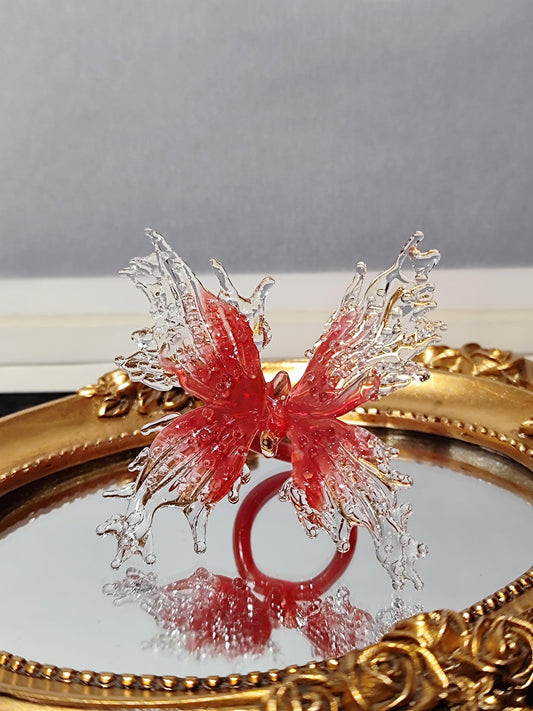 Scarlet Flame Glass Butterfly