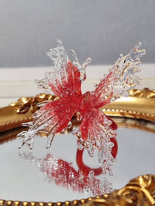 Scarlet Flame Glass Butterfly