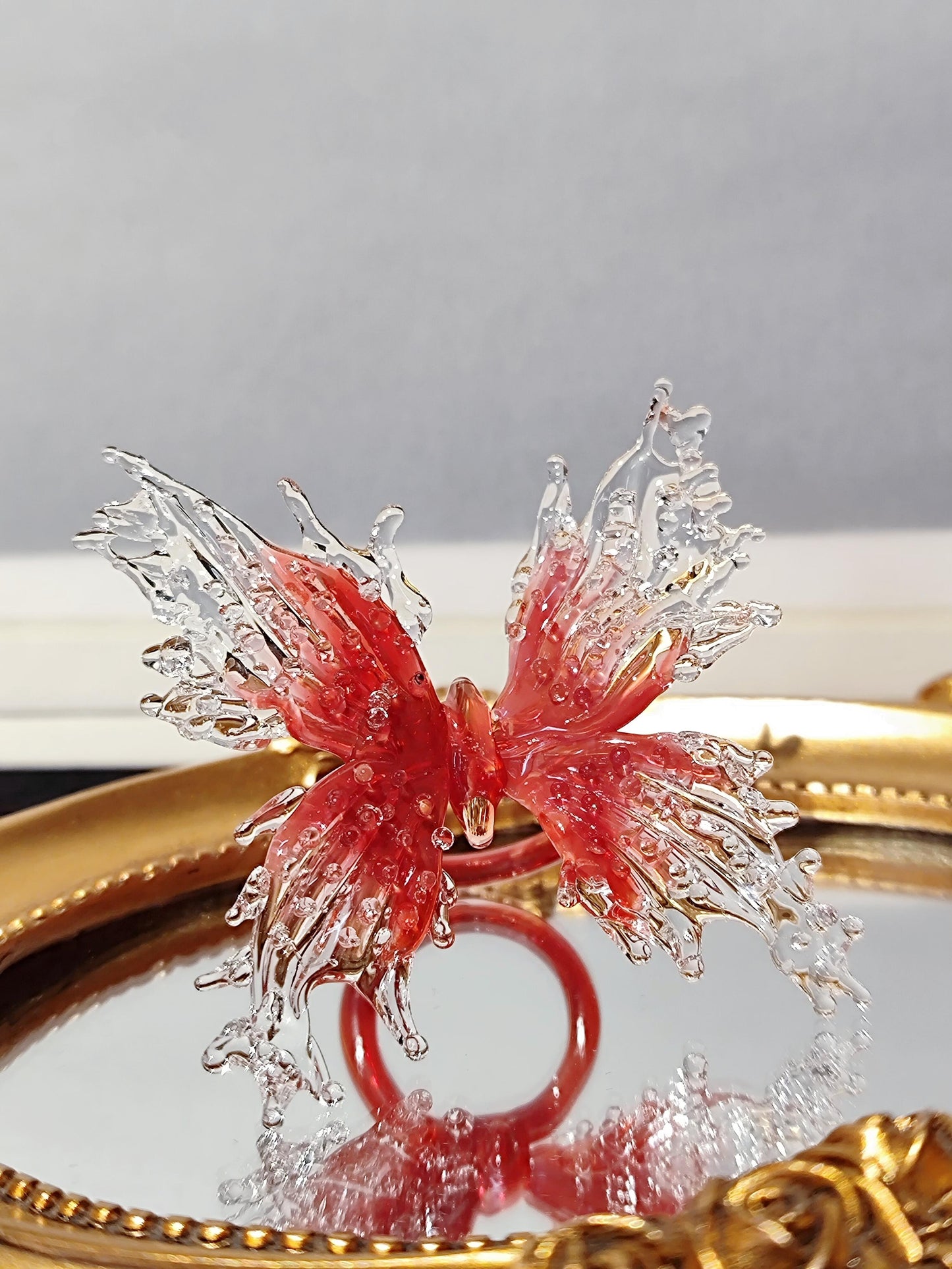 Scarlet Flame Glass Butterfly